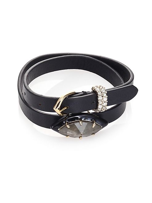 Alexis Bittar - Crystal & Leather Wrap Bracelet/Choker