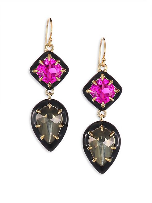 Alexis Bittar - Crystal, Pyrite Doublet & Ruby Corundum Drop Earrings