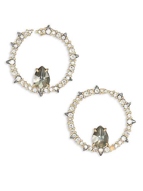 Alexis Bittar - Spiked Crystal & Pyrite Doublet Hoop Earrings/1.2