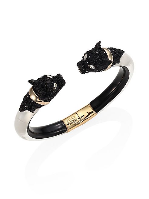 Alexis Bittar - Lucite & Crystal-Encrusted Panther Bangle Bracelet