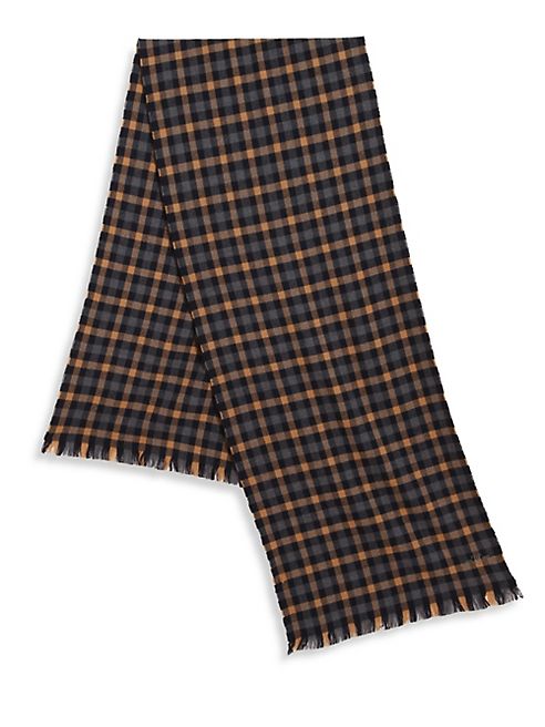 Hickey Freeman - Tattersall Patterned Merino Wool Scarf