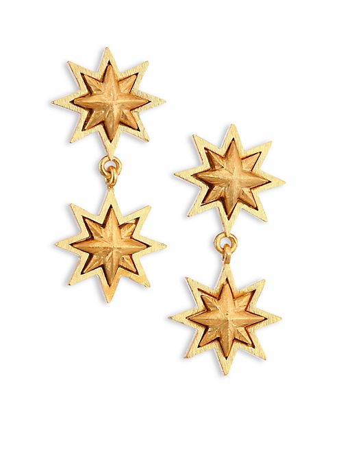 Stephanie Kantis - Double Sunburst 24K Yellow Gold Drop Earrings