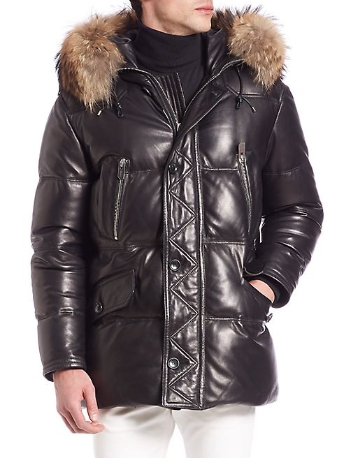 Bally - Fur-Trimmed Leather Puffer Jacket