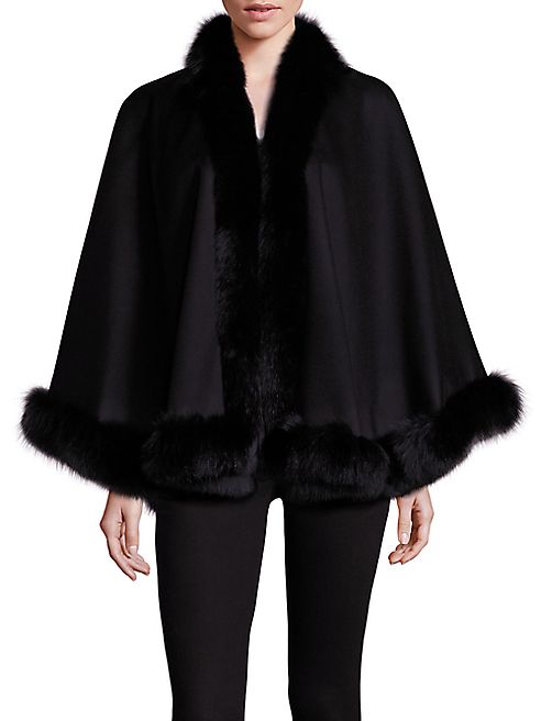 Sofia Cashmere - Petite Fox Fur & Cashmere Cape