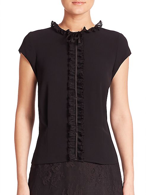 ABS - Ruffle Cap Sleeve Blouse