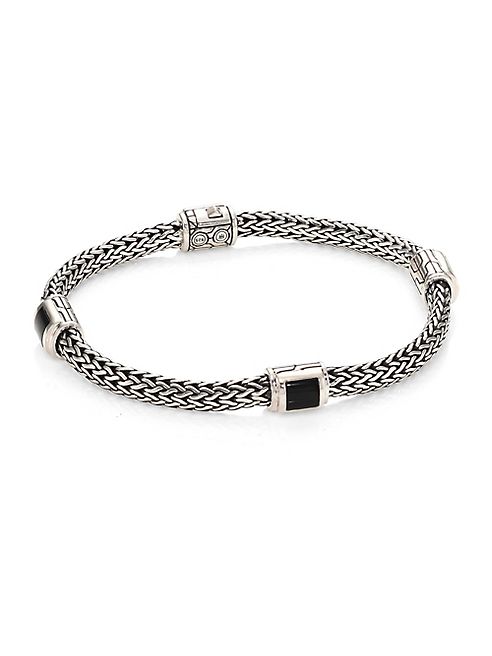 John Hardy - Classic Chain Extra Small Silver & Black Onyx Four Station Bracelet