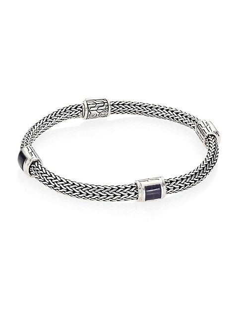 John Hardy - Classic Chain Extra Small Silver & Lapis Lazuli Four Station Bracelet