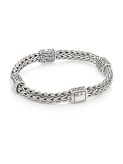 John Hardy - Classic Chain Hammered Silver Medium Four Station Bracelet