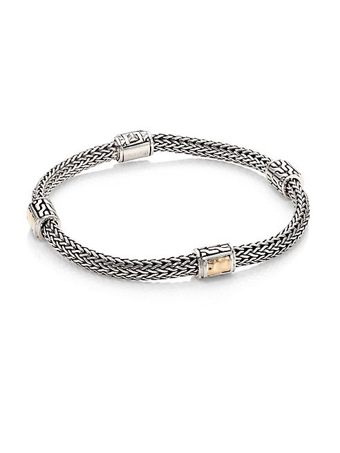 John Hardy - Classic Chain Extra Small Two-Tone Hammered Four Station Bracelet