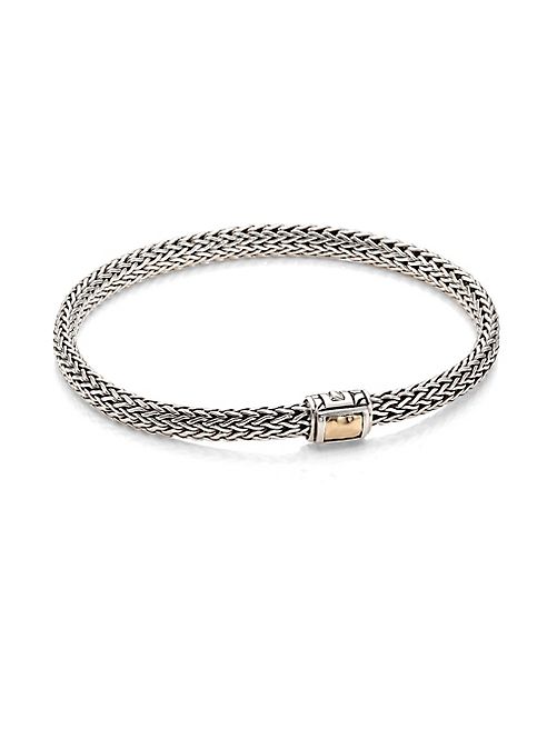 John Hardy - Classic Chain Hammered Extra Small 18K Yellow Gold & Sterling Silver Chain Bracelet