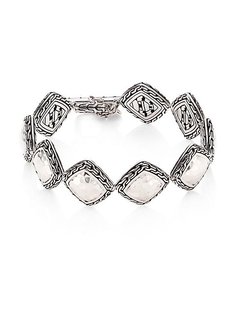 John Hardy - Classic Chain Hammered Silver Heritage Quadrangle Bracelet