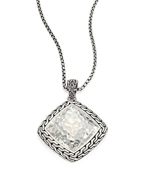 John Hardy - Classic Chain Hammered Silver Heritage Large Quadrangle Pendant Necklace