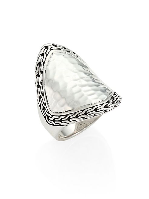 John Hardy - Classic Chain Hammered Silver Heritage Marquise Ring