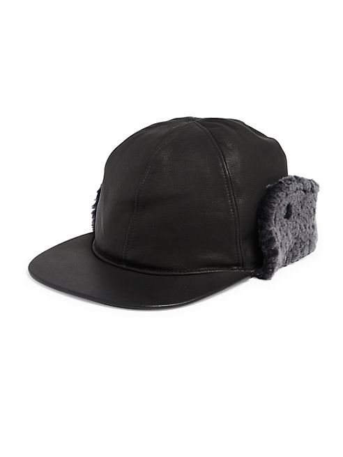 UGG - Sheepskin Shearling Fur Trimmed Leather Baseball Hat