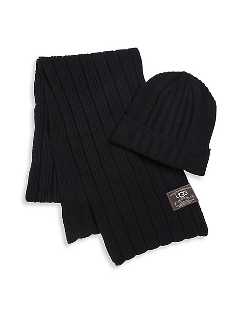 UGG - Ribbed Cuff Hat & Scarf Set