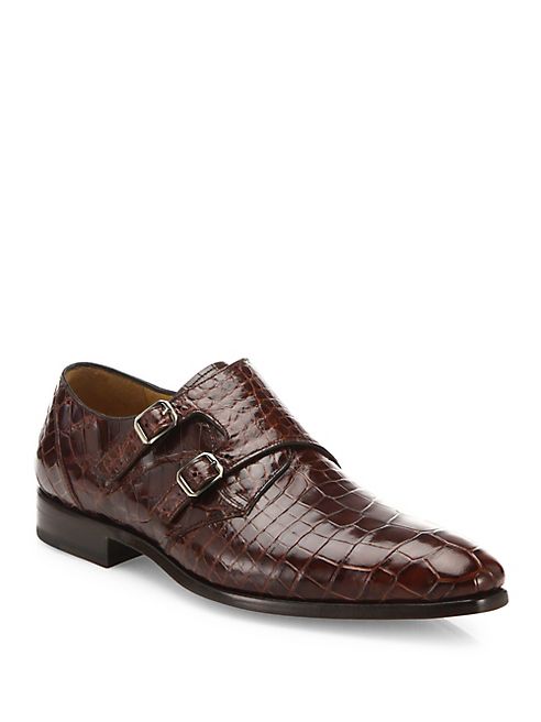 Mezlan - Double Monk-Strap Alligator Leather Dress Shoes