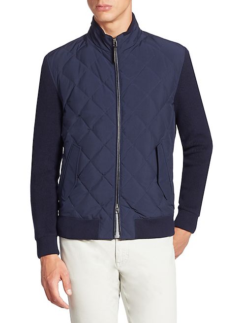 Ermenegildo Zegna - Quilted Down Mixed Media Bomber Jacket