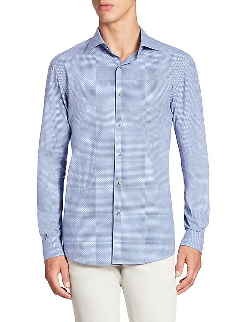 Ermenegildo Zegna - Regular Long Sleeve Mini Dobby Shirt