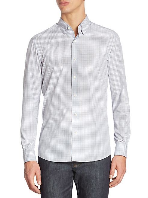 Ermenegildo Zegna - Micro-Checkered Long-Sleeve Shirt