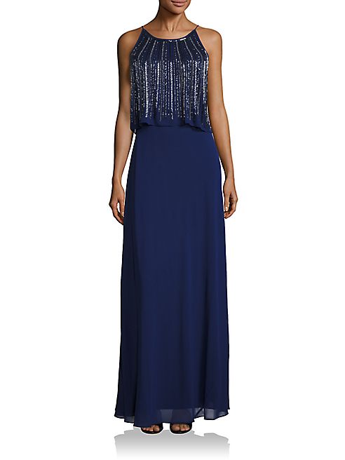 Aidan Mattox - Two-Tiered Embellished Popover Bridesmaid Gown