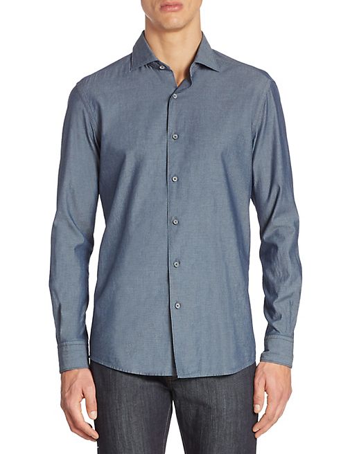 Ermenegildo Zegna - Dobby-Woven Long-Sleeve Shirt