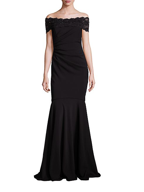 Badgley Mischka - Beaded Off-The-Shoulder Gown