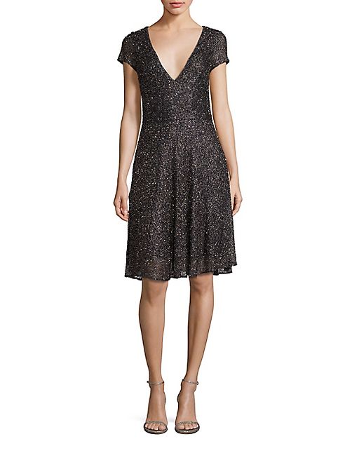 Badgley Mischka - Beaded Fit-&-Flare Dress