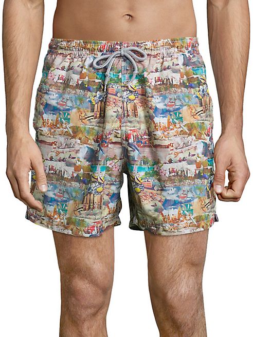 Saks Fifth Avenue Collection - Printed Elasticized Swim Shorts