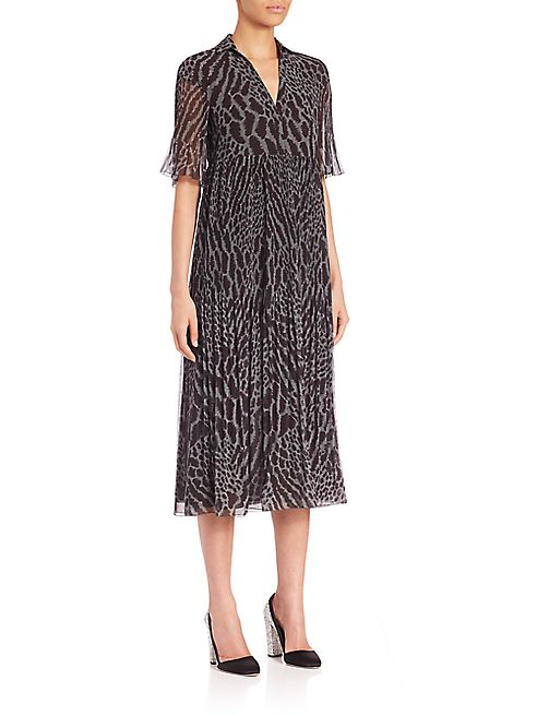 GIAMBA - Leopard Print Georgette Midi Dress