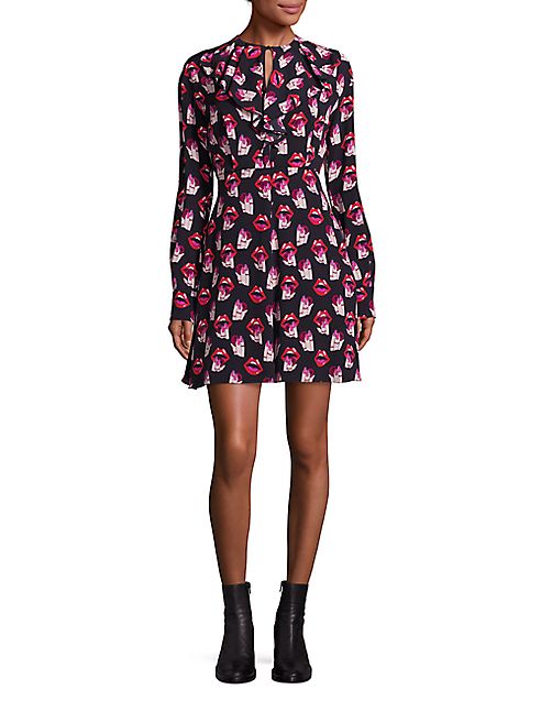 GIAMBA - Lip Print Ruffle Dress