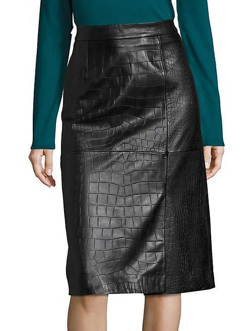 BOSS - Seminca Croc-Embossed Leather Skirt