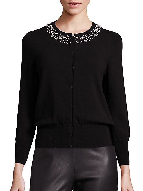 Saks Fifth Avenue Collection - Beaded Extra-Fine Merino Cardigan