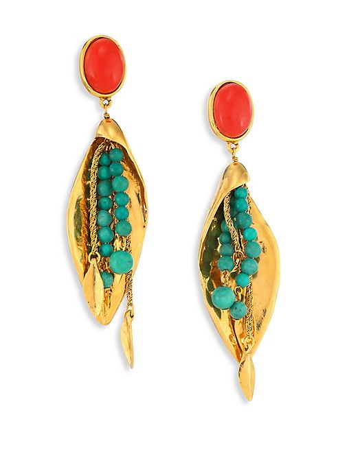 Aurélie Bidermann - Monteroso Turquoise Clip-On Drop Earrings