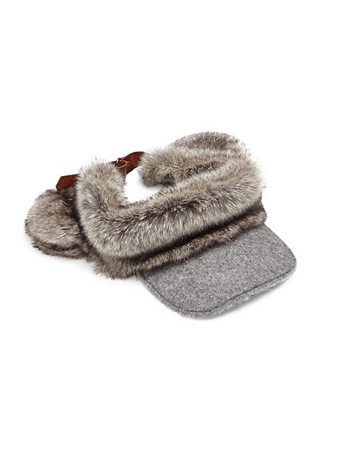 Lola Hats - Head And Tails Wool & Faux-Fur Visor