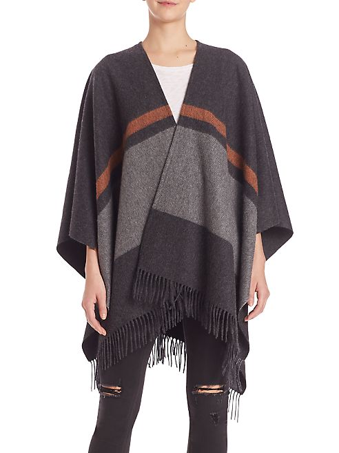 Rag & Bone - Varsity Stripe Wool Poncho