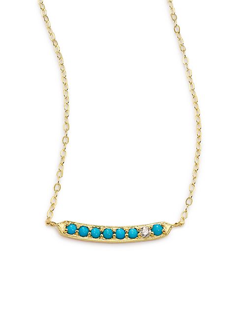 ILA - Mara Turquoise, Diamond & 14K Yellow Gold Bar Necklace