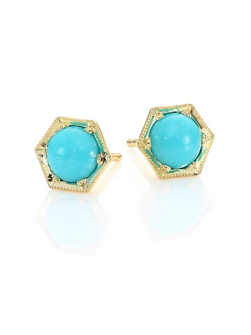 ILA - Dina Turquoise & 14K Yellow Gold Stud Earrings