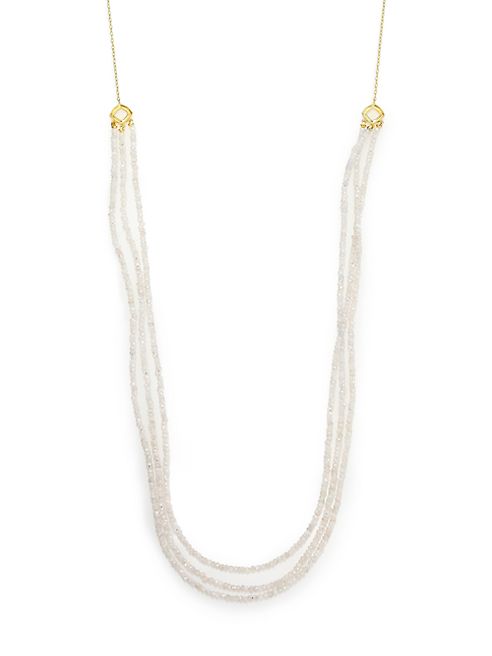 ILA - London White Sapphire & 14K Yellow Gold Draped Beaded Necklace