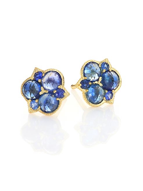 ILA - Alisha Sapphire & 14K Yellow Gold Cluster Stud Earrings