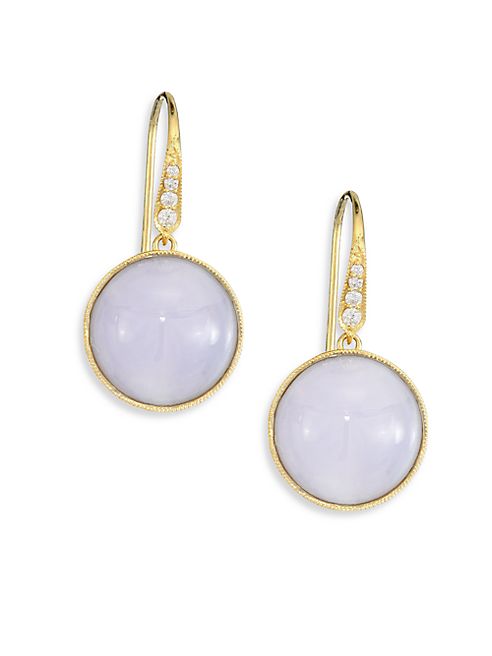 ILA - Elana Lavender Chalcedony, Diamond & 14K Yellow Gold Drop Earrings