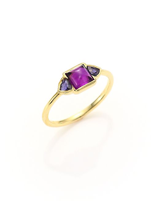 ILA - Spectral Lacey Amethyst, Lolite & 14K Yellow Gold Ring