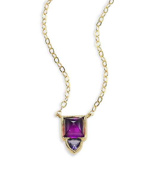 ILA - Spectral Lacey Amethyst, Iolite & 14K Yellow Gold Pendant Necklace