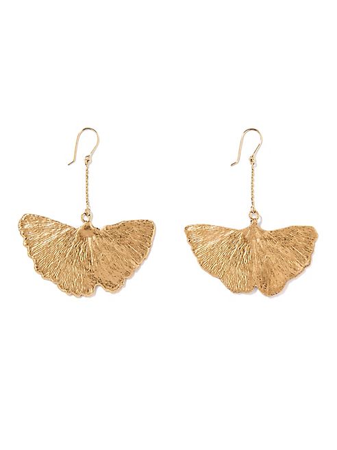 Aurélie Bidermann - Gingko Leaf 18K Yellow Gold Drop Earrings