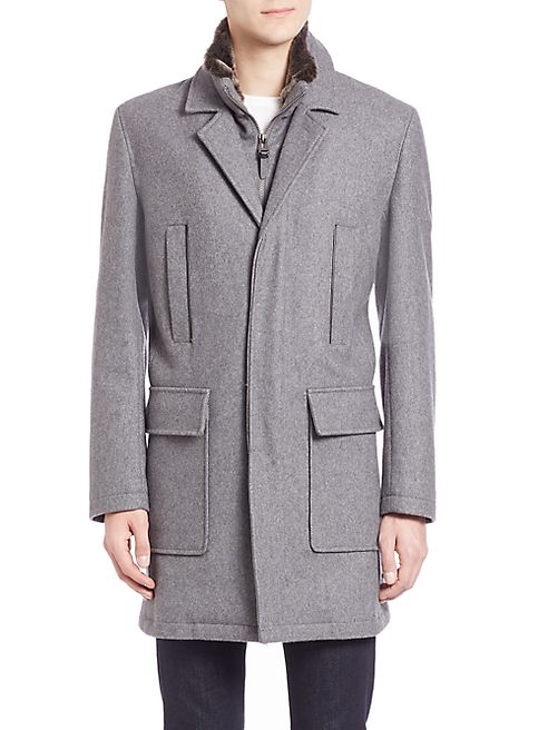 Cole Haan - Faux-Fur Trimmed Wool-Blend Coat