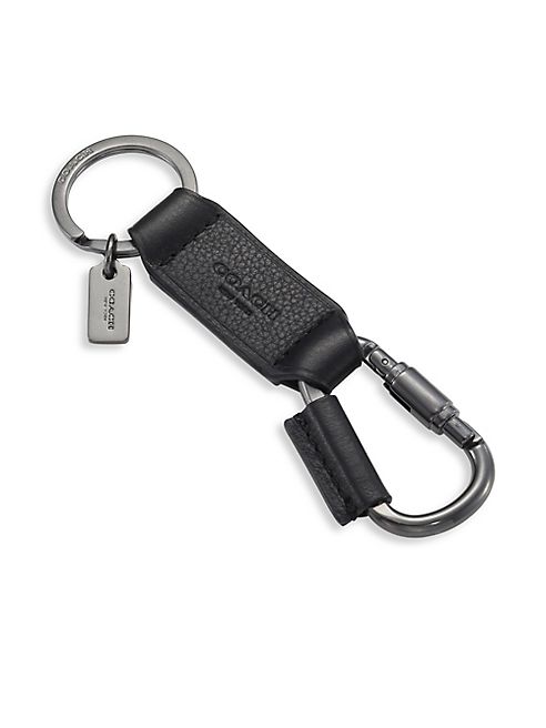 COACH - Boxed Carabiner Midnight Leather Key Ring