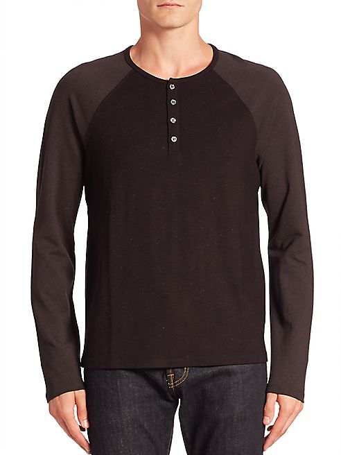 Saks Fifth Avenue Collection - Modern Two-Toned Raglan Sleeve Henley