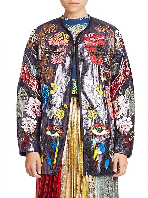 Romance Was Born - Embroidered Open Front Long Sleeve Jacket