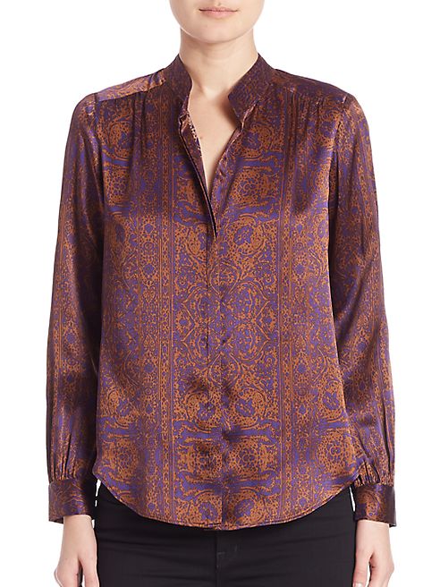 L'AGENCE - Printed Long Sleeve Silk Shirt