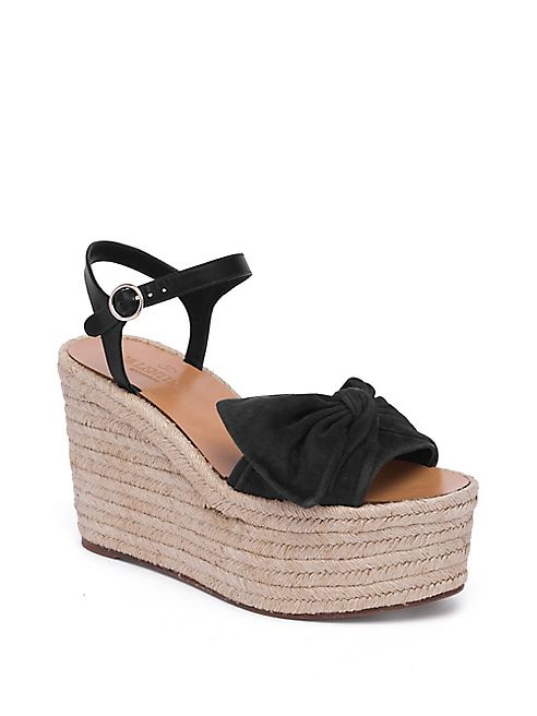 Valentino - Tropical Bow Suede Espadrille Wedge Platform Sandals