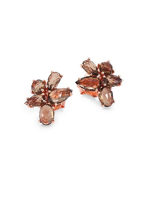 IPPOLITA - Rosé Rock Candy® Smokey Quartz Pear Cluster Stud Earrings